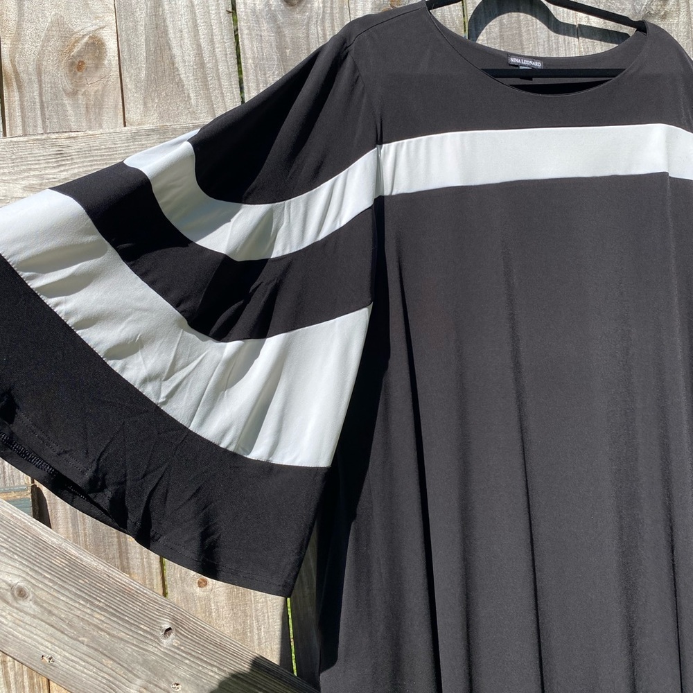 Nina Leonard Women's Black and White Dress - Sz 3X - Picture 5 of 7